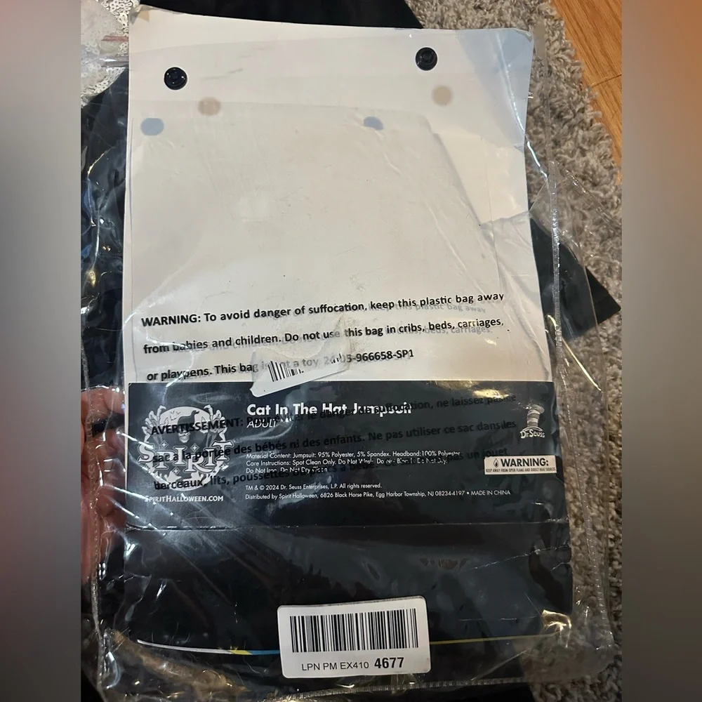 Spirit Halloween Adult Cat in the Hat Bell Bottom Jumpsuit Costume Dr. Seuss SzM - Picture 2 of 9
